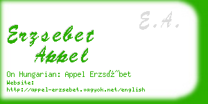 erzsebet appel business card